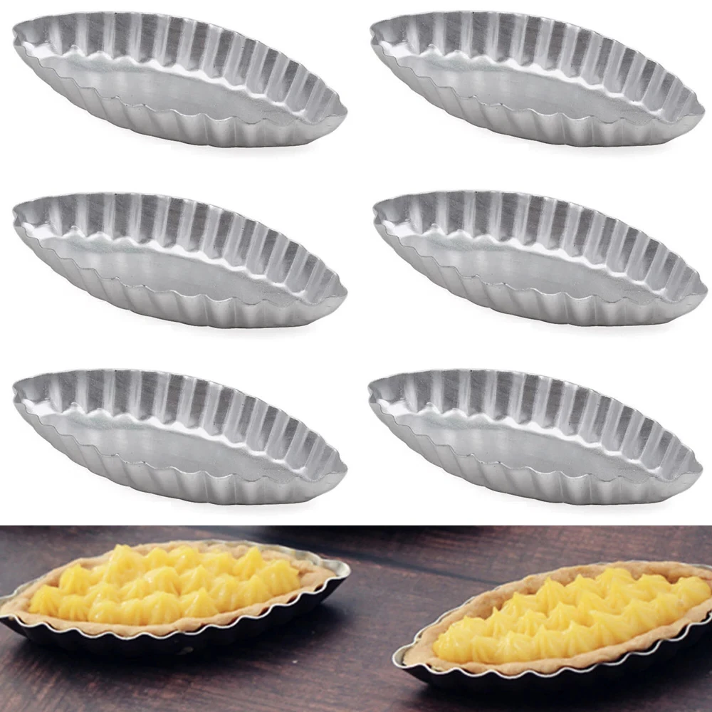 3/5pcs  Boat Shape Egg Tart Mold Aluminum Cookies Fruit Cake Moulds For Kitchen Pudding Pastry Baking Decorating Tools