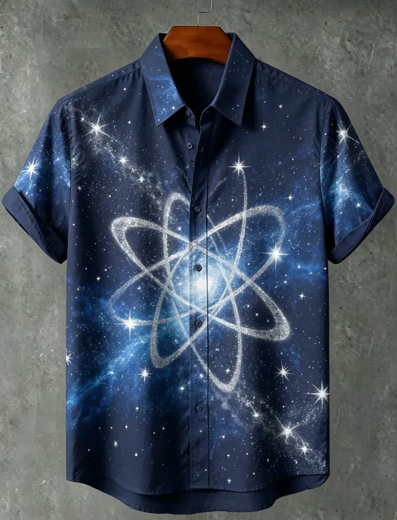 Niche Creative Printed Summer Men's Fashion Comfortable Commuting Vacation Quick Drying Shirt Short Sleeve