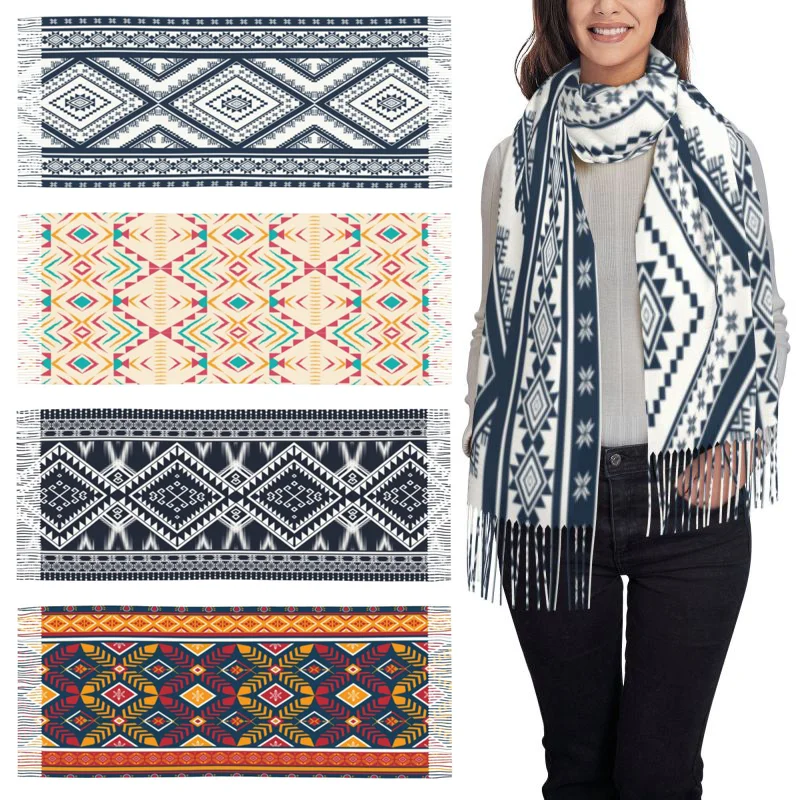 

Retro Ethnic Style Scarf Ladies Warm Shawl Wrap Lightweight Portable Neck Warmer for Spring Autumn Winter Warm Scarves Women