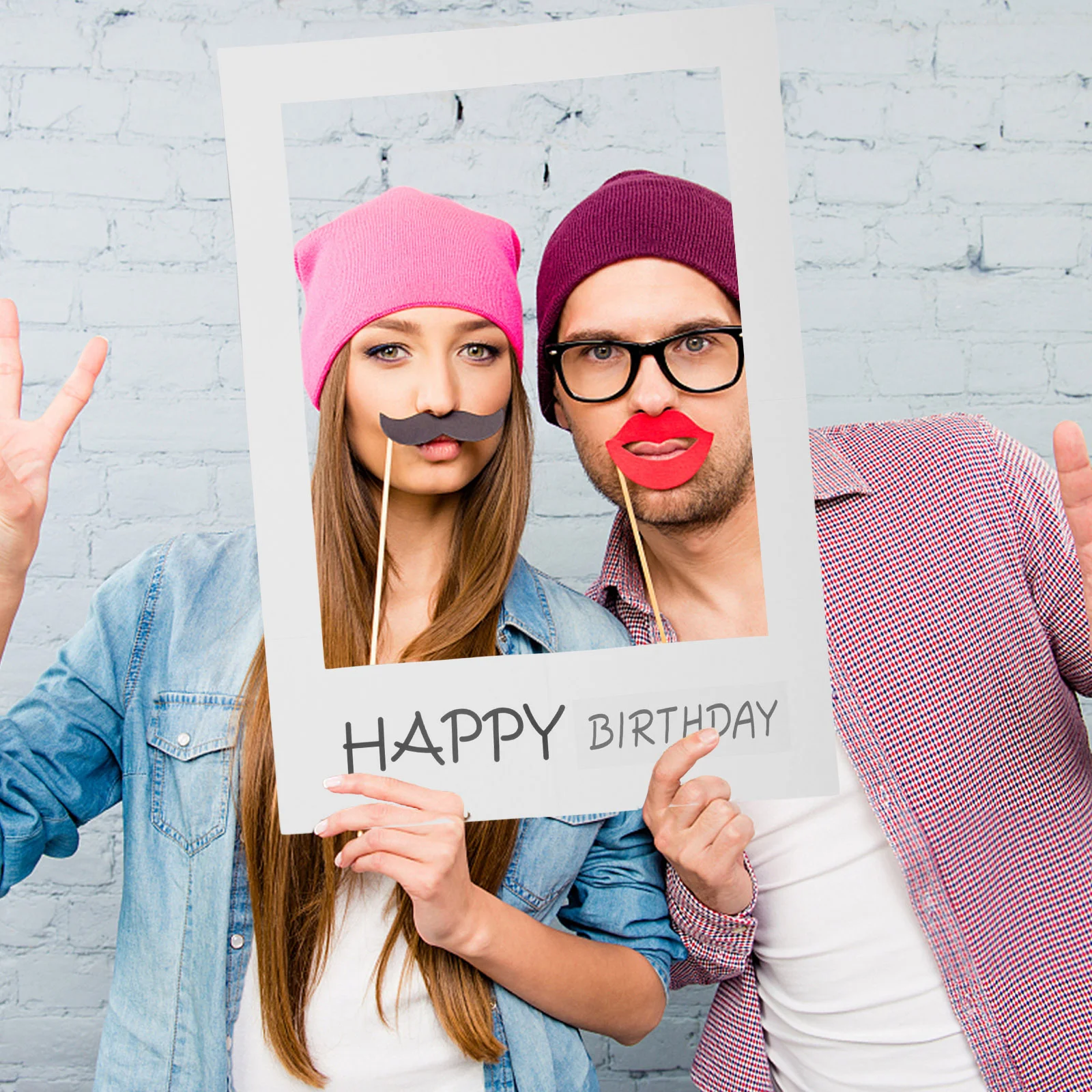 Happy Birthday DIY Paper Picture Frame Cutouts Photo Booth Props for Birthday Party picture cutouts cutout photo props