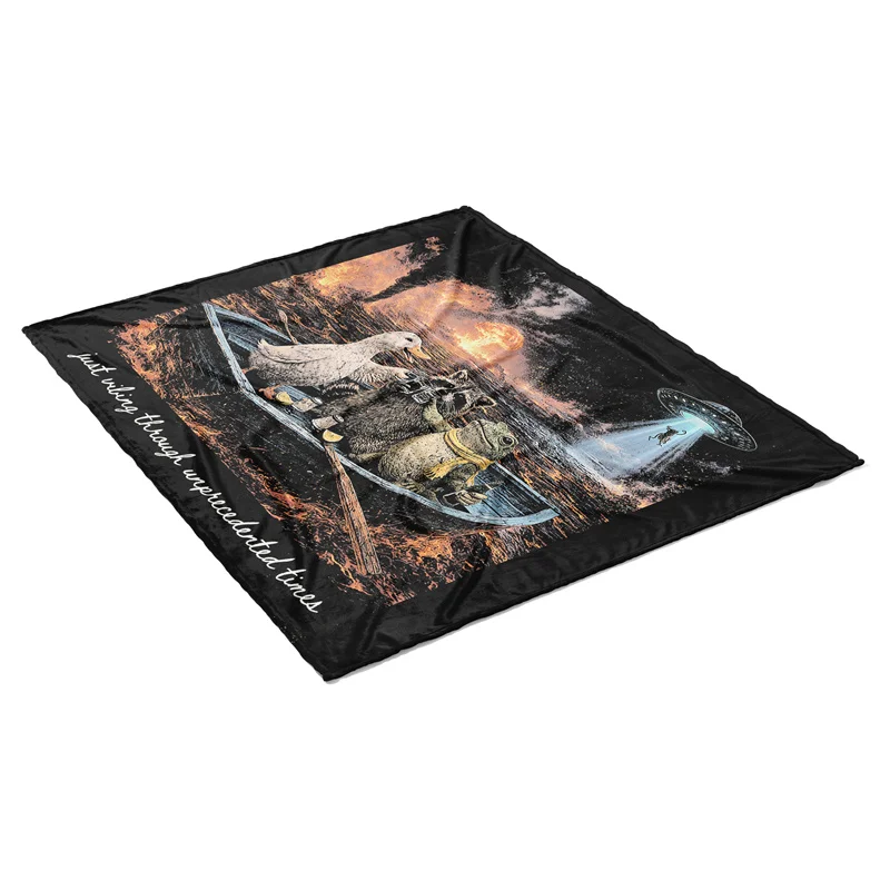 Aertemisi Funny Just Vibing Through Unprecedented Times Cowboy Frog Throw Blanket Gen Z Soft Fleece Blanket for Couch Bedroom