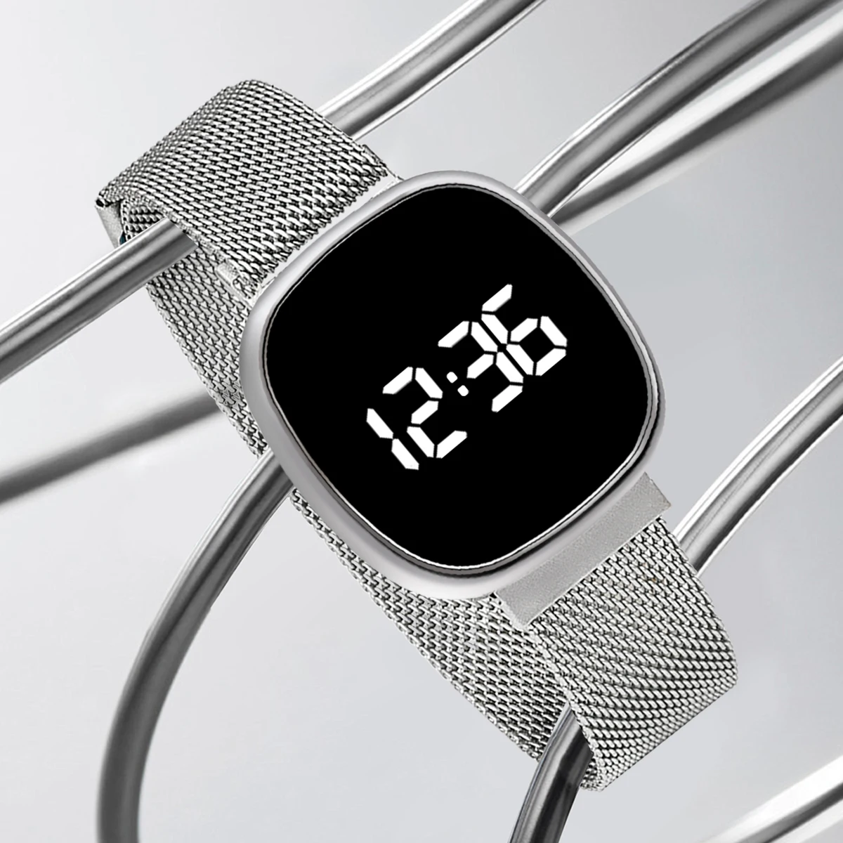 Simple and Versatile Children's Watch Fashionable Square Mesh With LED Men's and Women's Electronic Watch Student Holiday Gift
