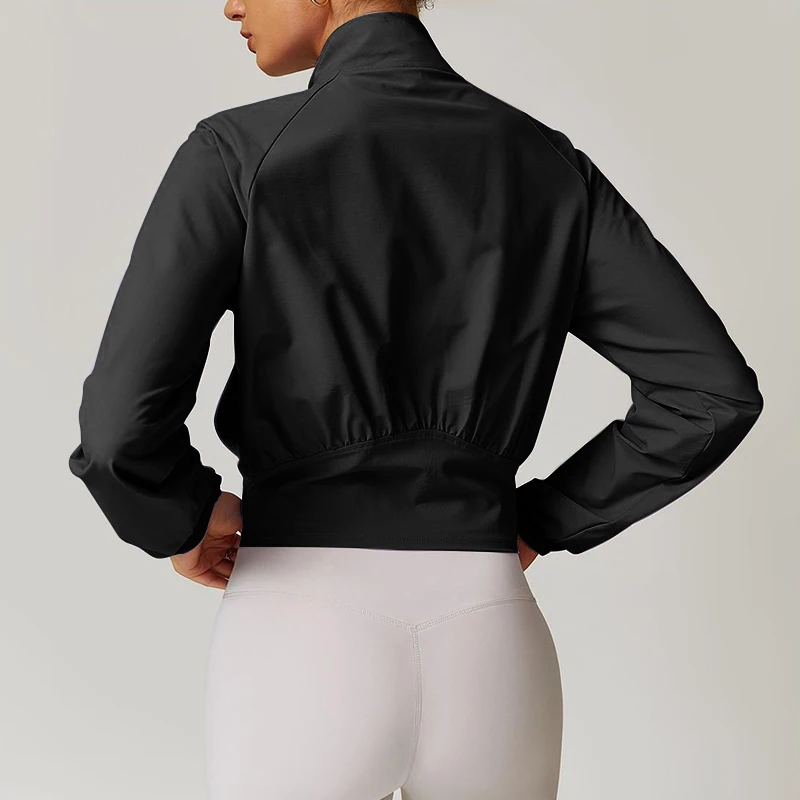 LULU FLORA Women's Quick-Dry Stand Collar Yoga Jacket Thin Windproof Outdoor Running Fitness Long Sleeve Sports Coat