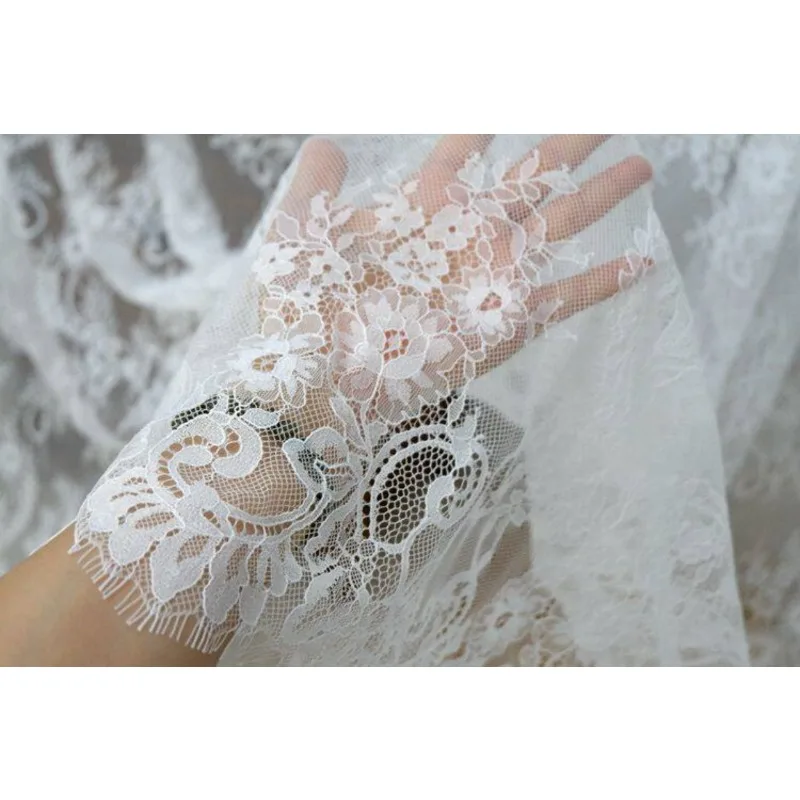 3M Export French Single Eyelash Lace Trim Fabric 150CM Wide DIY Material For Clothing And Light Dresses High Quality For Decor