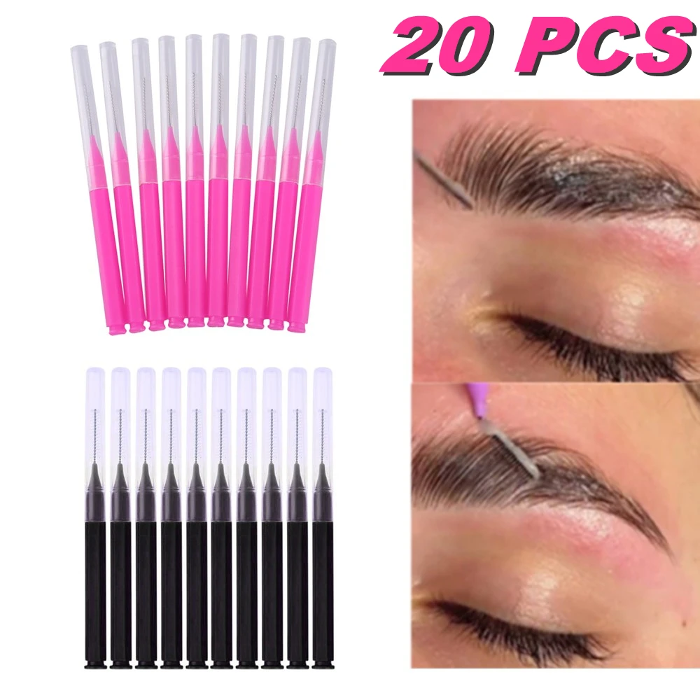 20 sztuk Mini szczoteczka do brwi szczoteczka do trwałej ondulacji brwi jednorazowe szczotki do podnoszenia brwi zginane mikro szczoteczka do rzęs aplikatory narzędzia do makijażu