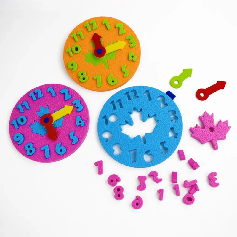 DIY Cognitive Digital Clock Toys Math Game Baby Manual Eva Clock Toys Teaching Aids Kids Puzzle Kindergarten Time Learning Tools