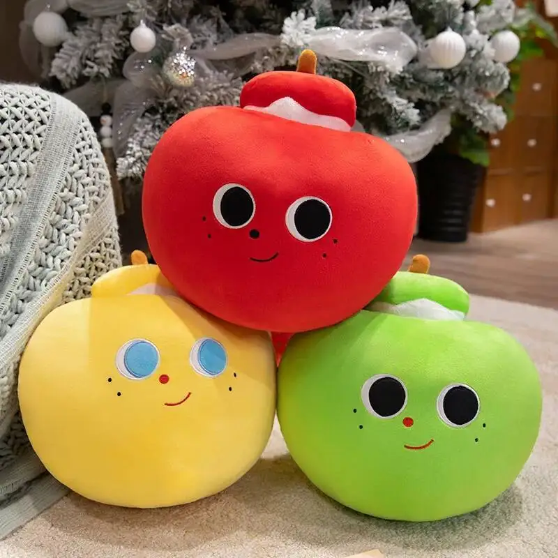 Stuffed Apple Core Plush Toy Soft Fruit Apple Doll Cute Sleep Huggable Pillow Girls Kids Creative Christmas Birthday Gift