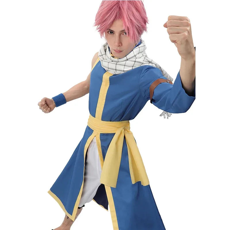 DAZCOS Natsu disfraz de Cosplay para hombre talla estadounidense conjunto completo con bufanda muñeca Halloween