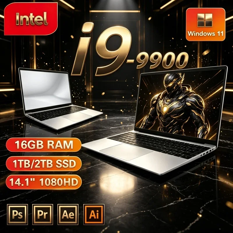 Hot Selling 14.1" FHD IPS 120Hz Business Laptop I9‑9900 Backlit Keyboard 16/32GB 2TB SSD Win11