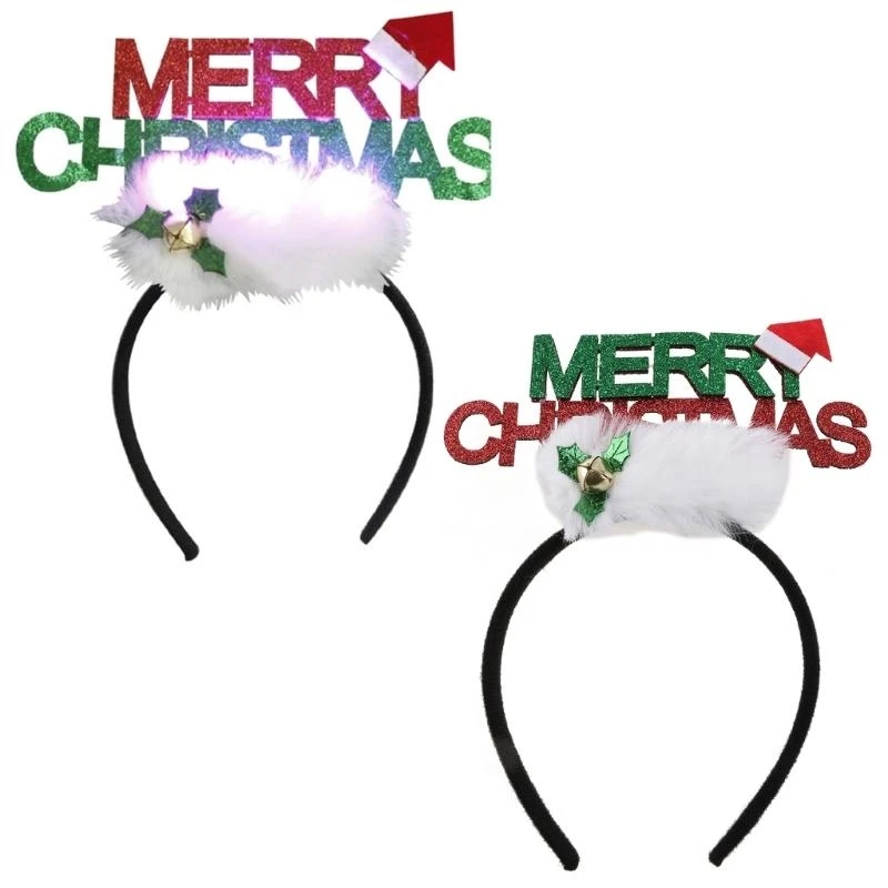 Led Christmas Headband Flashing Christmas Hat Headband Christmas Hair Hoop