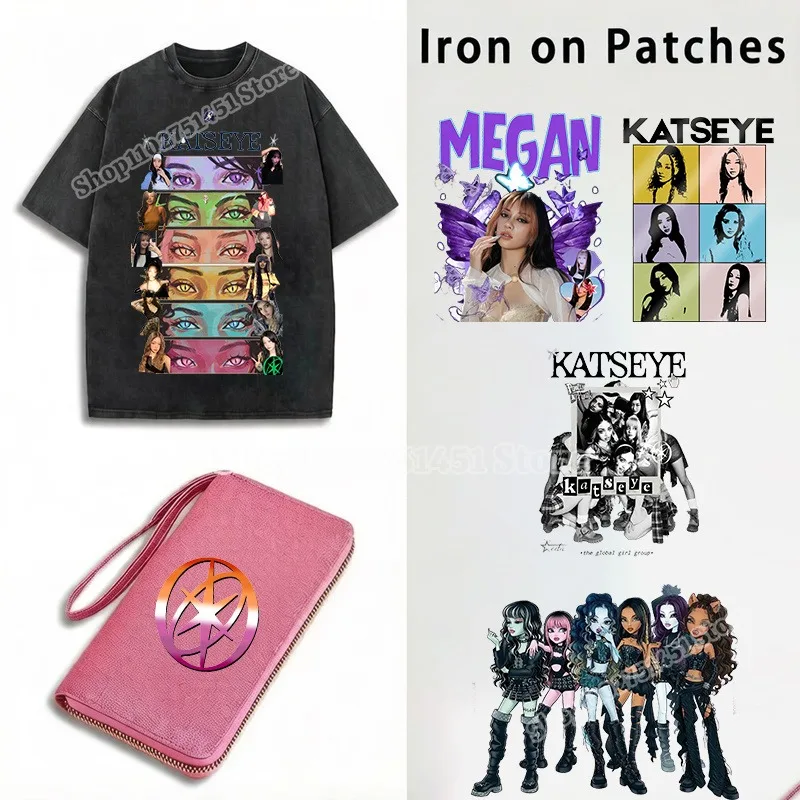 Popular K POP K-KATSEYE Iron on Patches for Fans DIY Exquisite Printing Clothes Fashion Heat Transfer Stickers Clothing Decals