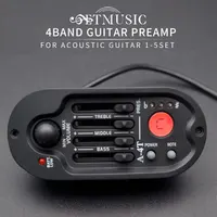Preamplificador de guitarra acústica, pastilla de guitarra popular de A-4T de 4 bandas, ecualizador EQ, línea de pastilla piezoeléctrica con sintonizador LCD, piezas de guitarra