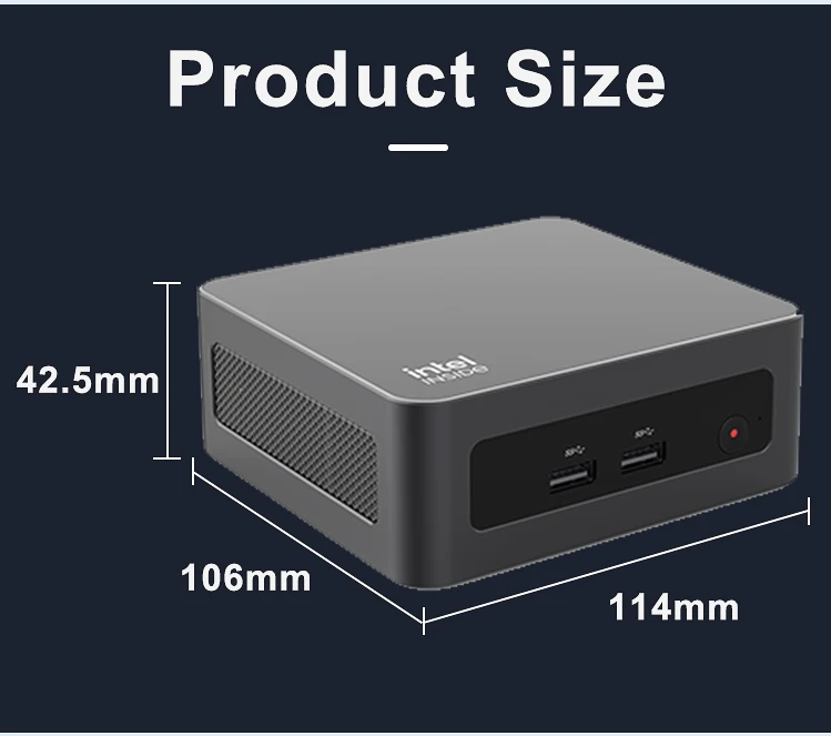 Eglobal Intel Core i5-12450H Laptop 2 * Memoria DDR4 1*2242 SSD 1 * M.2 PCIe 4.0 WiFi6 Win11 Dual HDMI MiniPC per aziende e giochi