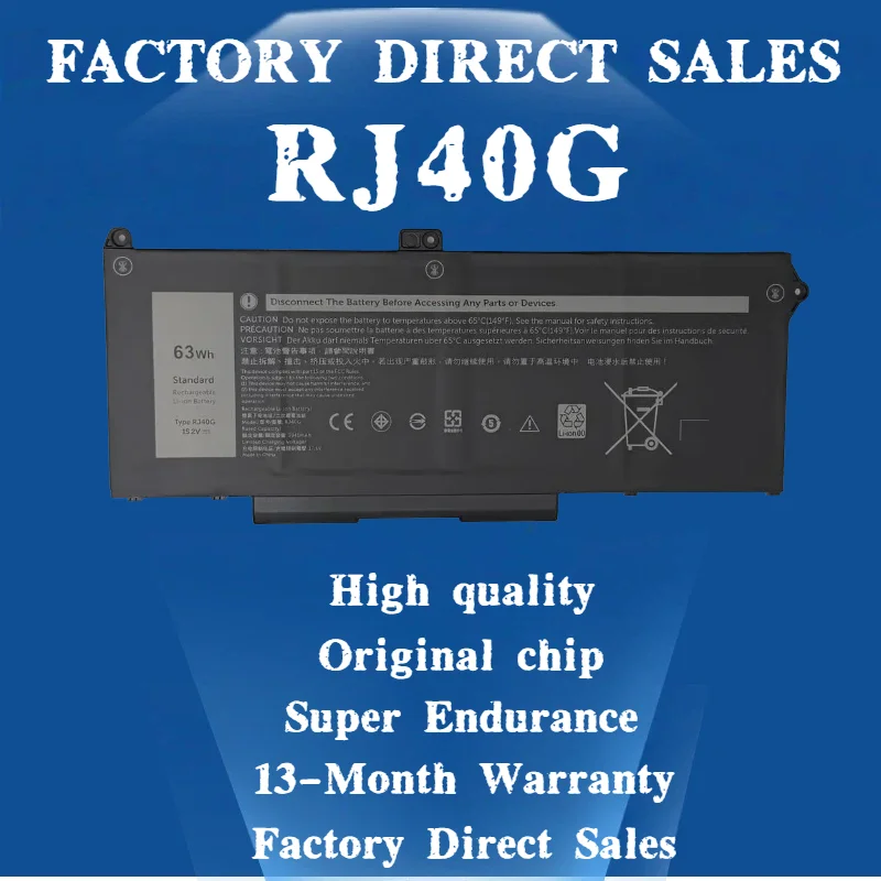 53WH 15.2V RJ40G For DELL Battery Latitude 5420 5520 Precision 15 3560 Dell P137G P104F Series 01K2CF 075X16 Laptop Battery