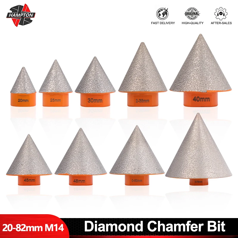 

HAMPTON M14 Thread Diamond Beveling Chamfer Bit 20-82mm Cone Punching Expanding Drill Bit Masonry Drilling Construction Tools