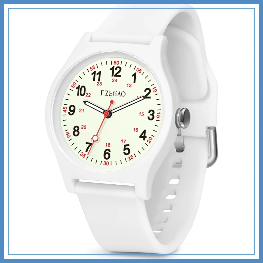 

Nurse Watch for Women Medical Students, 100M Waterproof Swimming Watch, 24H Military Time Easy Read Dial Silicone Band