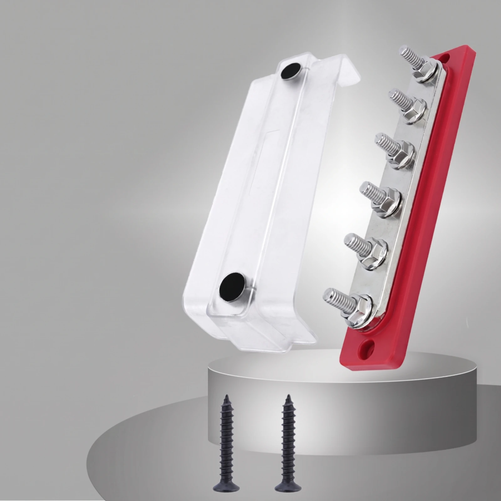 DC Busbar with Cover 12V Bus Bar with Cover Bus Bar with Terminal Studs 400 Amp 6-Stud Power Block Slim Design for DIYers, RV