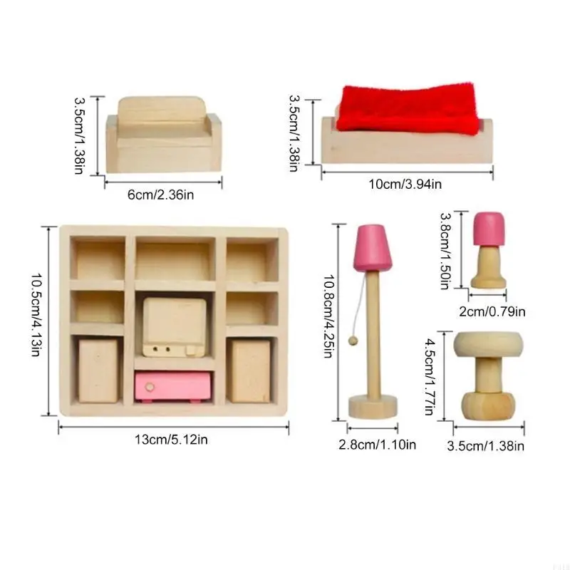 Mobili in miniatura case per bambole modella camera da letto soggiorno cucina sala da pranzo set giochi realistici 1:12 p31b