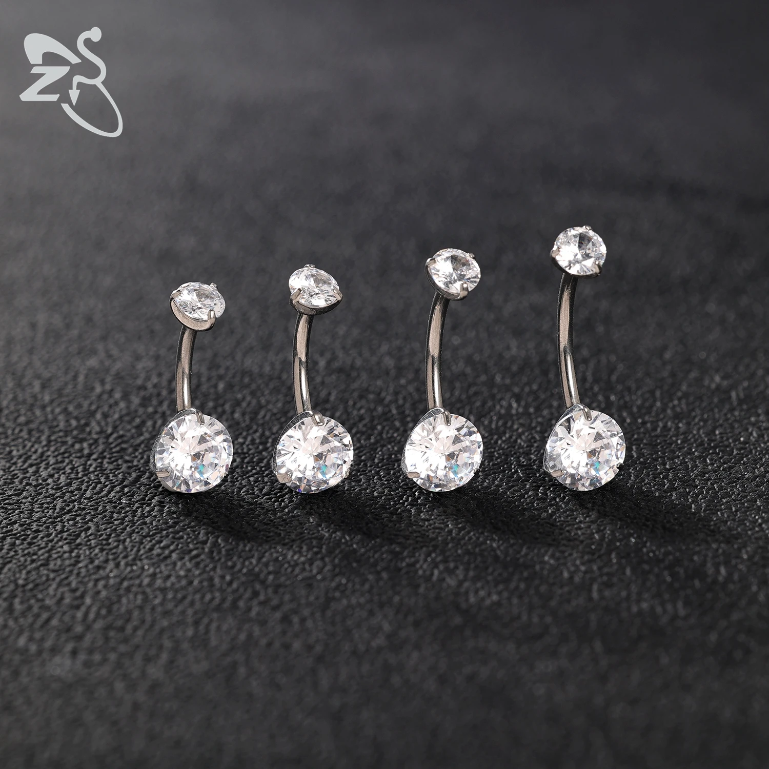 Women's G23 Titanium Belly Button Ring with CZ Crystal