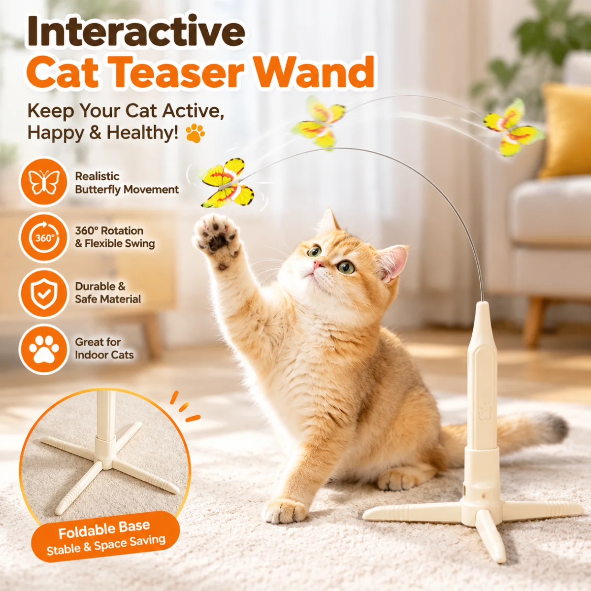 New Electric Suction Cup Cat Toy Butterfly Flying Cat Toy Self-entertaining Interactive Cat Toy Long Rod Steel Wire Cat Toy