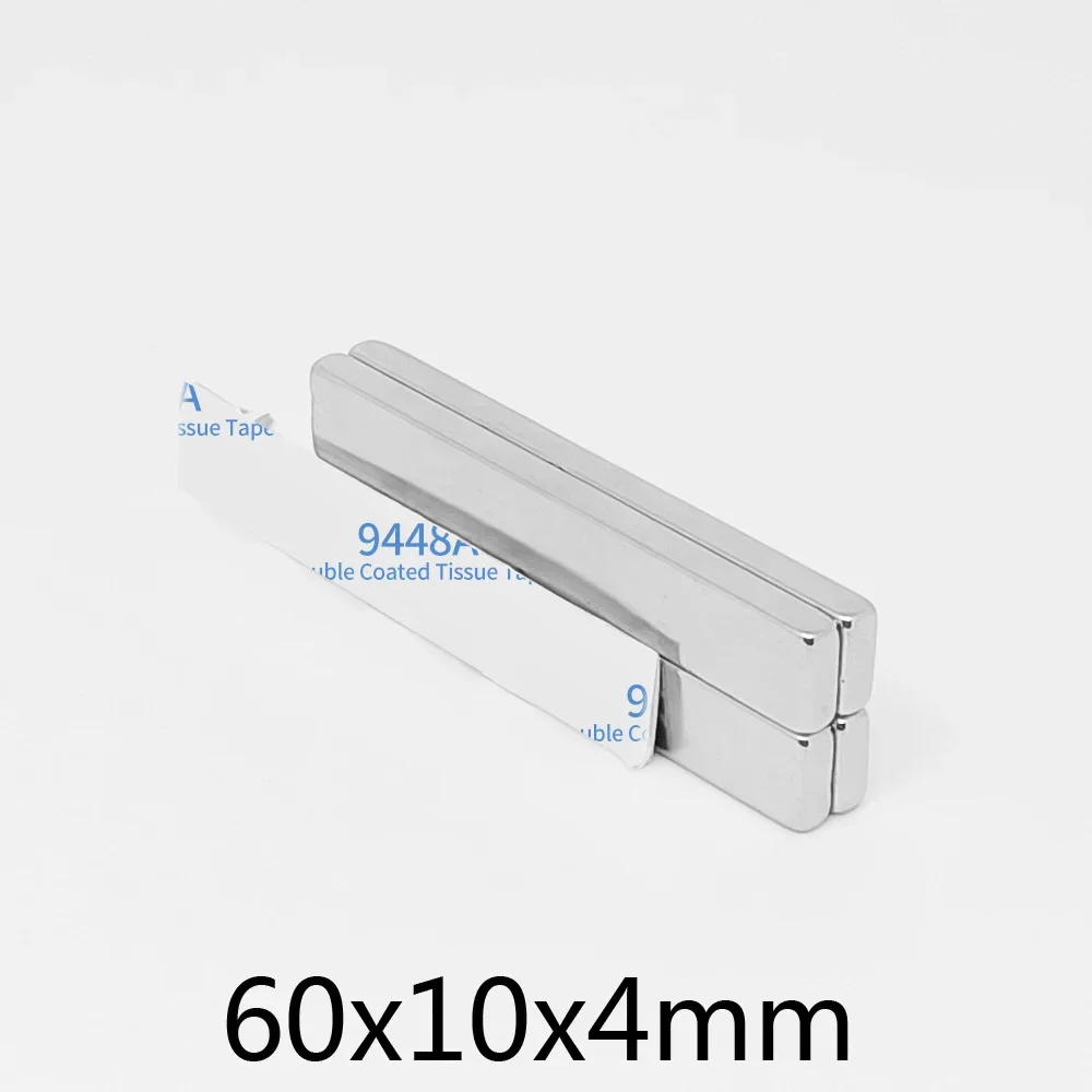 60x10x4mm Strong Block Search Magnet With 3M Self - Adhesive 60x10x4 Strip Permanent NdFeB Magnet 60x10x4