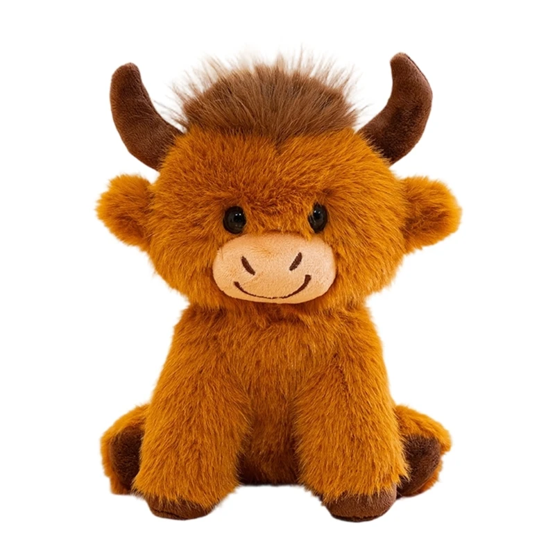 QX2E Funny Doctor Gown Clads Highlands Cow Stuffed Animal For School Leavers