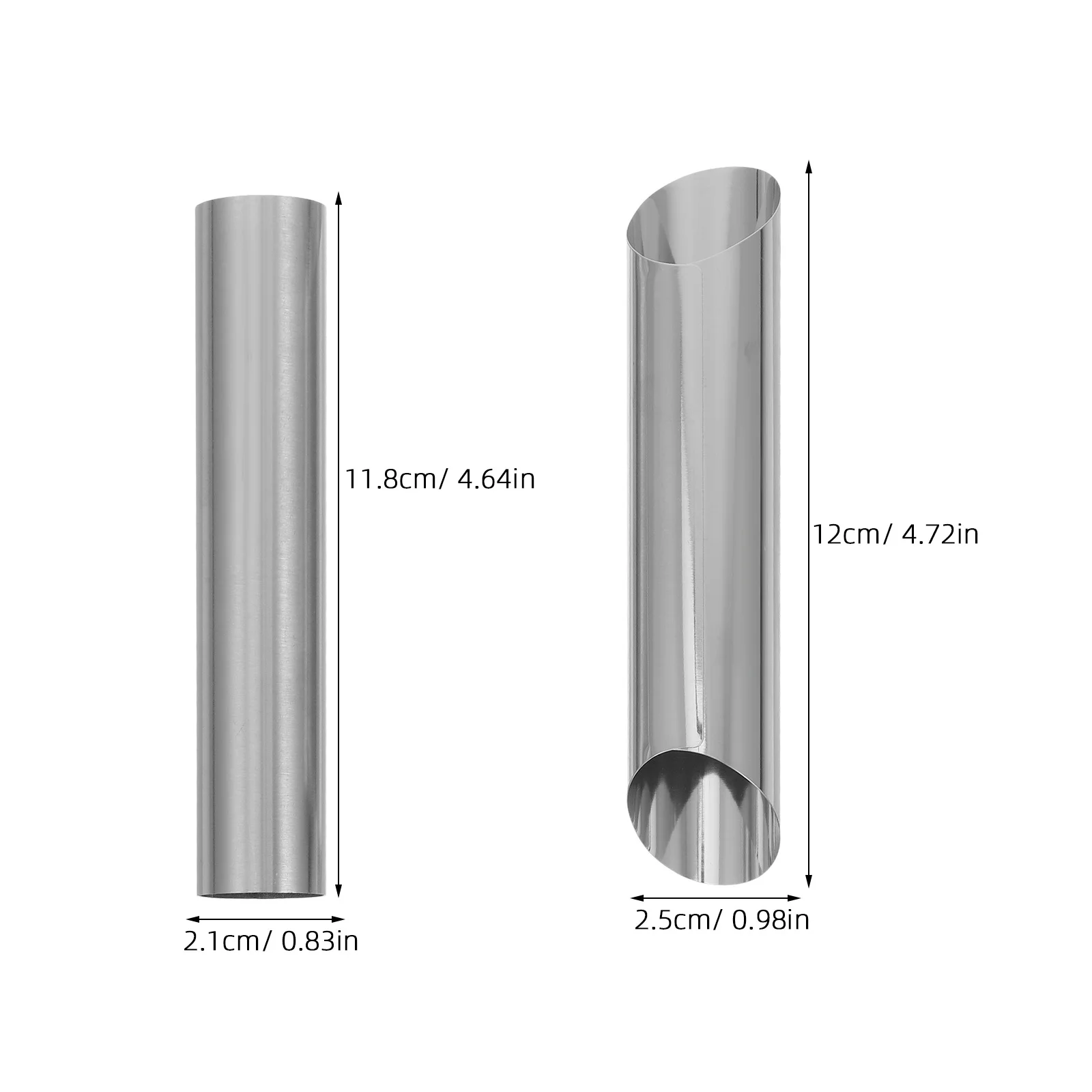 4 قطعة قوالب أنبوب الخبز من الفولاذ المقاوم للصدأ حجم كبير غير لاصق كريم القرن المعجنات أشكال زاوية مزدوجة تصميم مجوف للكرواسون و
