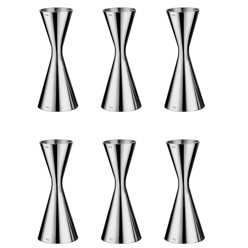 6X Stainless Steel Measure Cup Double Head Bar Party Wine Cocktail Shaker Jigger 60Ml