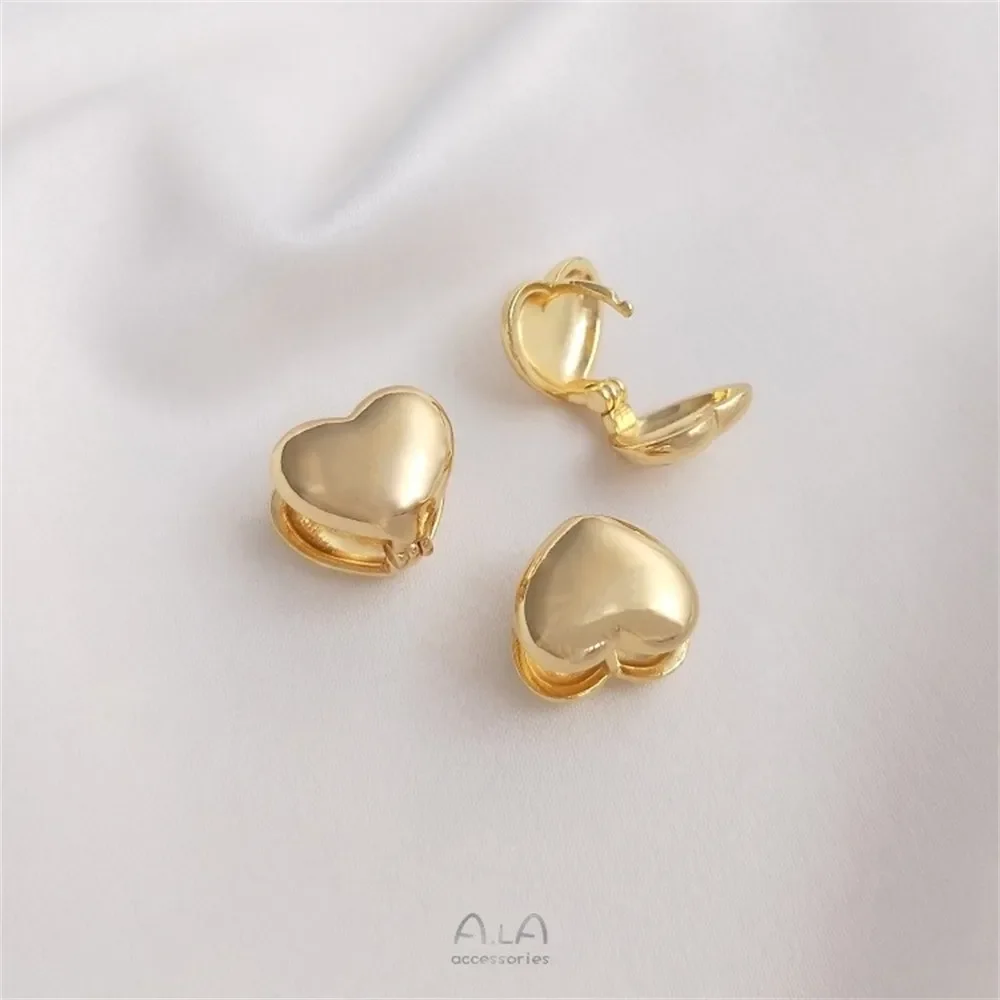 14K Gold Wrapped Double-sided Three-dimensional Spherical Pentagonal Peach Heart Shaped Earrings Fashionable Ear Clip Ear Buckle