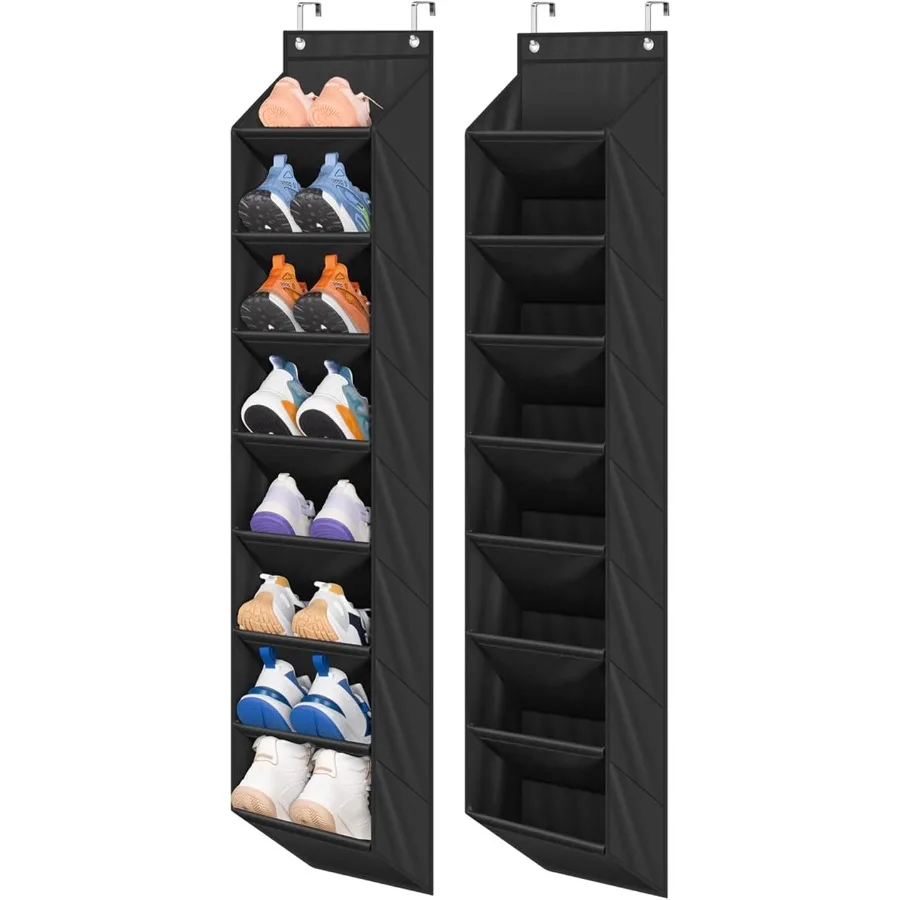 

2 Pack Narrow Over The Door Shoe Organizer with 8 Large Deep Pockets Hanging Shoe Rack for Closet Door Storage for Boots Sneake