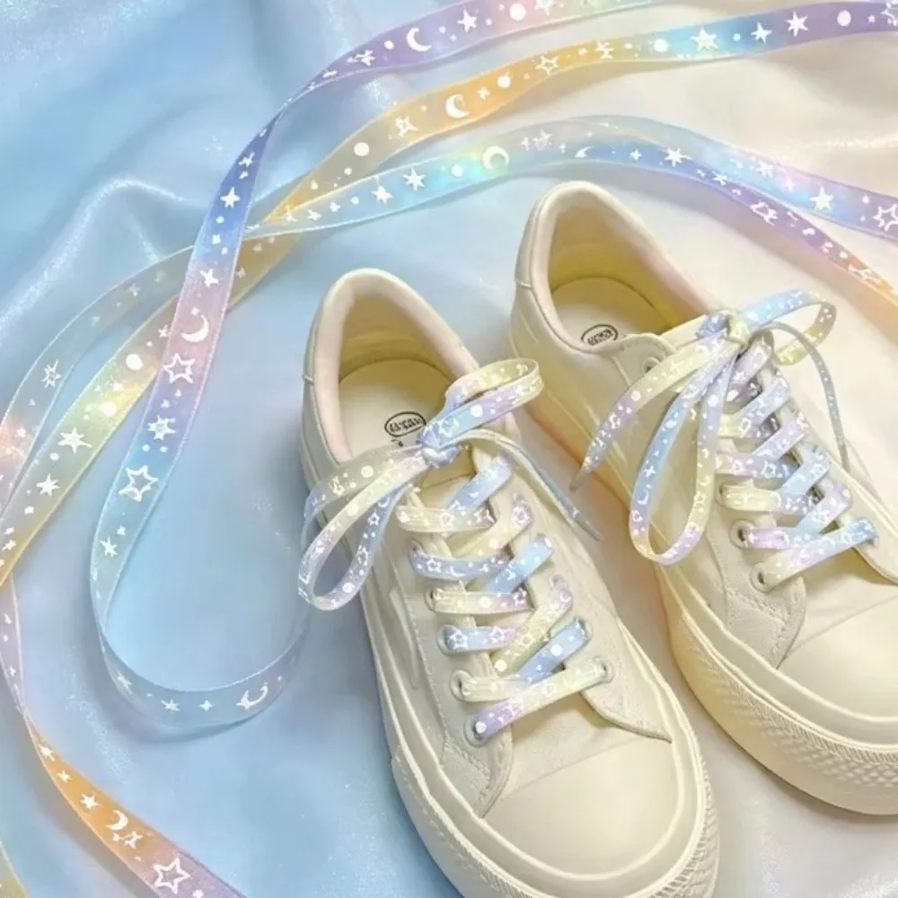 Reflective Star Flat Shoelaces Double Sided Bright Luminous Sneaker Accessories