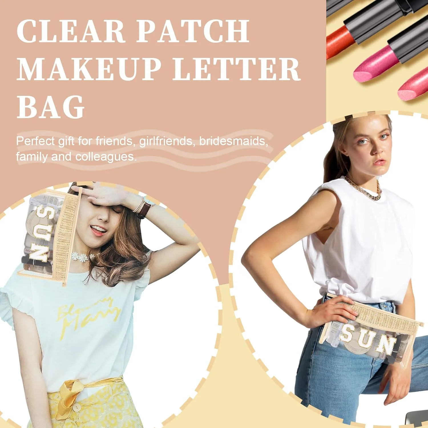Sun Beach Clear Letter Bag Makeup Letter Bag Swim Waterproof Zipper Make Up Bag Bachelorette Party Supplies Wedding Decoration