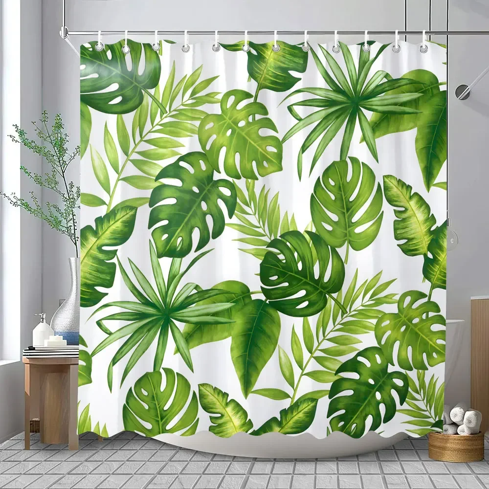 

Занавеска для душа в тропическом джунглях, тропический лес, растение, водопад, весенние цветы, лес, природа, пейзаж, ткань, занавески для ванной комнаты, декор