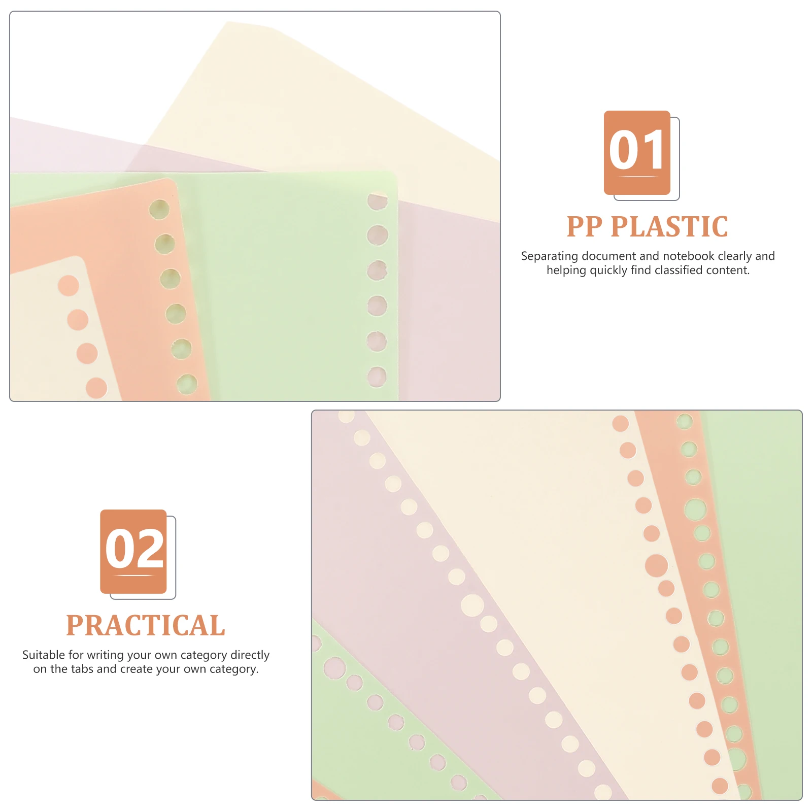 

Colored Separator Page Binders Index Divider Detachable Pp Plastic Loose Leaf Notebook Tabs