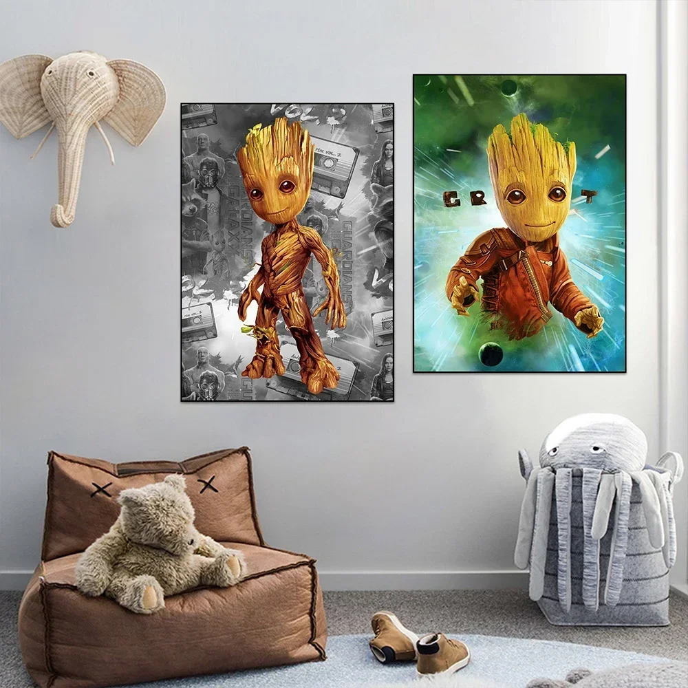 Disney Cartoon Poster Baby Groot Wall Print Canvas Painting Wall Decoration Picture Painting Childen\'s Room Living Decoration