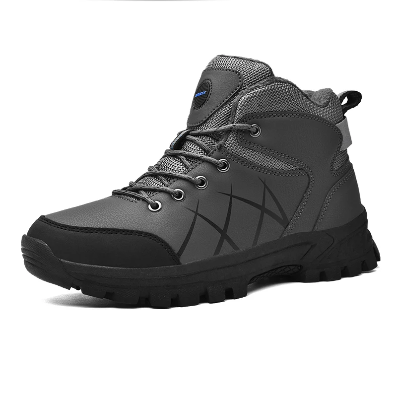 HIKEUP Waterproof Fashion Men Shoes Winter Leather Mens Designer Sneakers Casual Work Breathable Black Trainers for Man