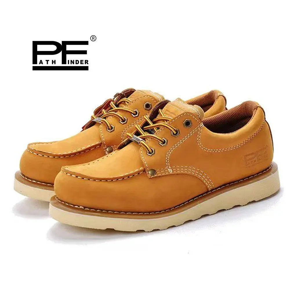 pf New Genuine Leather Mens Loafers Casual Shoes Docksides Deck Lace Up Boat Shoes Oil Wax Unisex Moccasins Trendy Tooling Boots