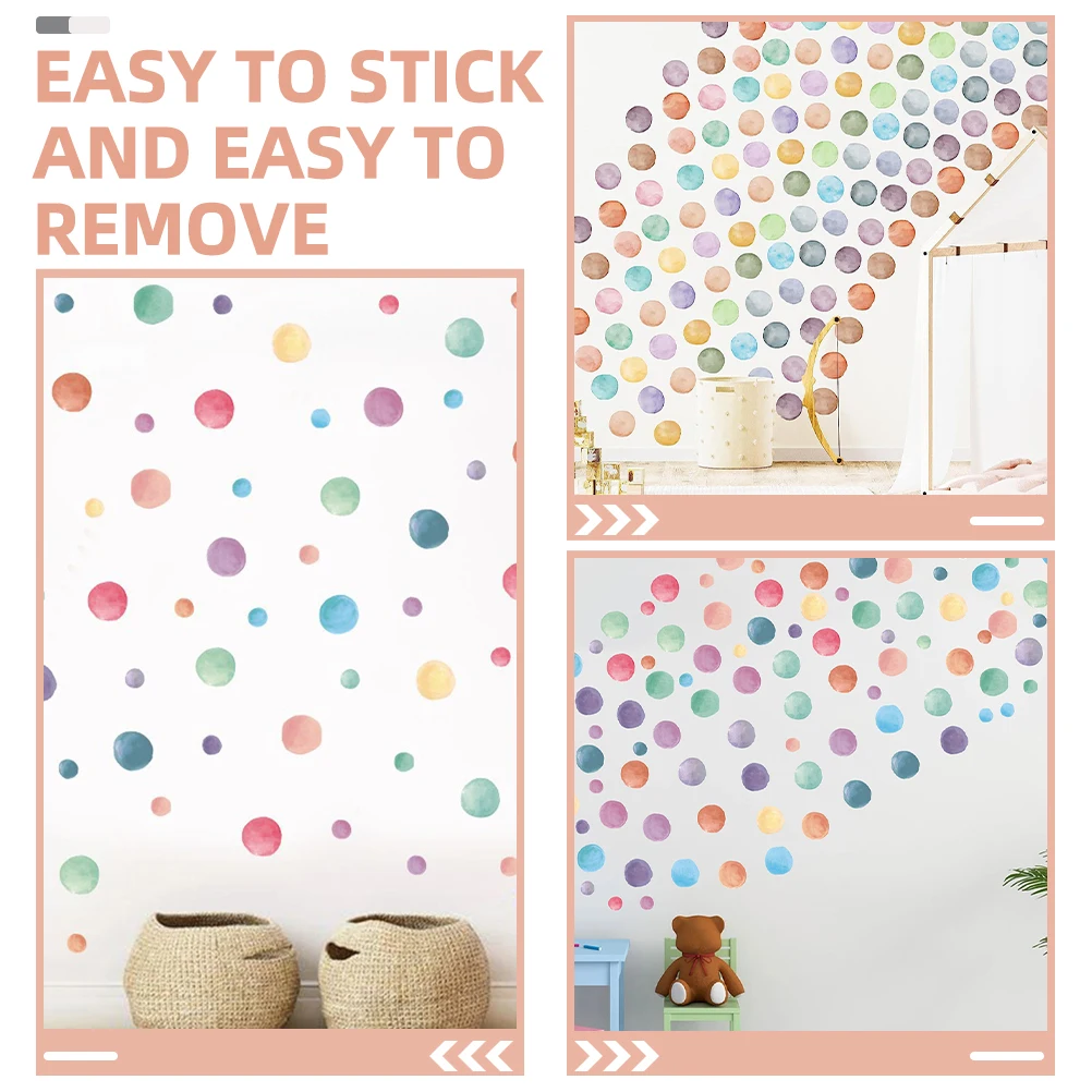 

3 Sheets Colorful Dots Sticker PVC Adhesive Bedroom Decor Classroom Wall Stickers Peel Stick Easy DIY Decorative Wall Murals