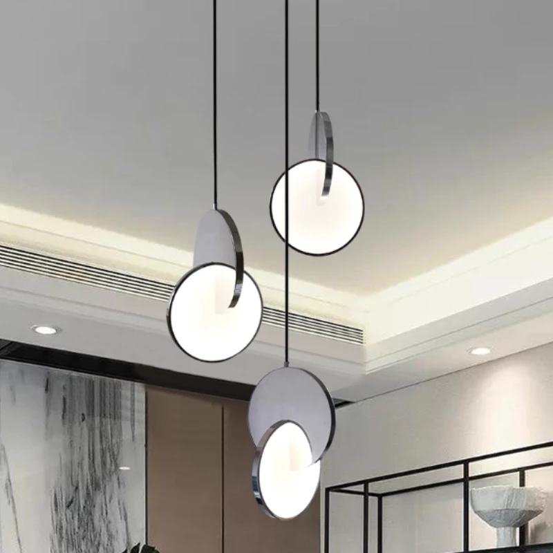 Modern Minimalist Arts LED Pendant Lights Gold/sliver Double Circle Chandelier Home Decoration for Bedroom Corridor Asides Lamps
