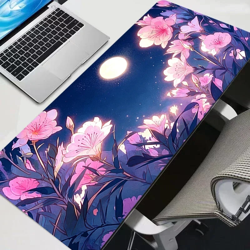 90x40cm XXL Rubber Large PC Mousepad Moonlight Flower Sea New Gamer Gaming Mouse Pads Desk Keyboard Mat Computer Laptop Mat
