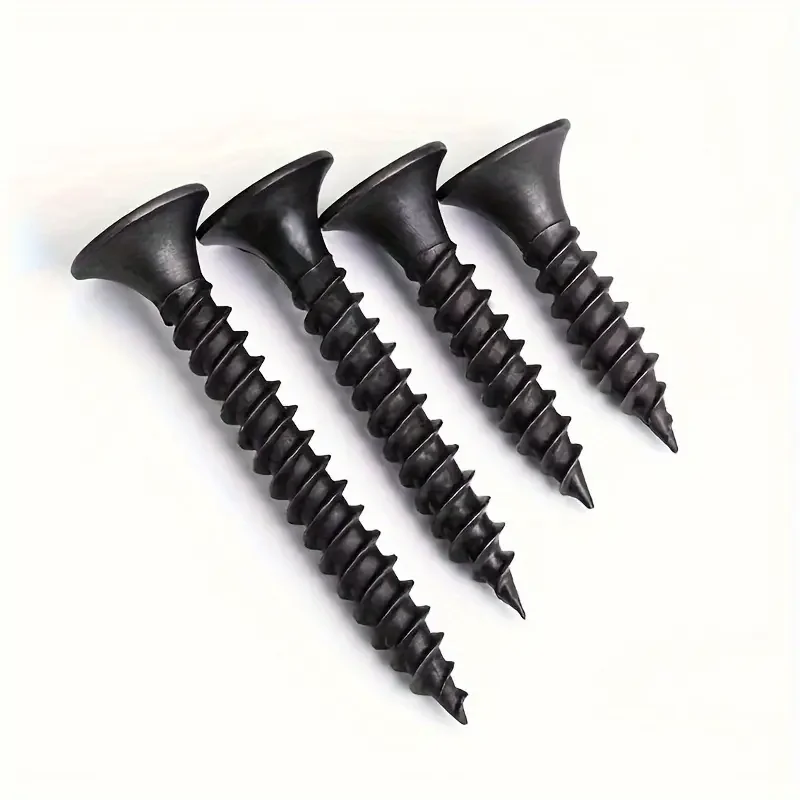 50pcs Black High Strength M3.5 Thick Dry Wall Nails Cross Countersunk Gypsum Board Nails Steel Woodworking Self-tapping Screws