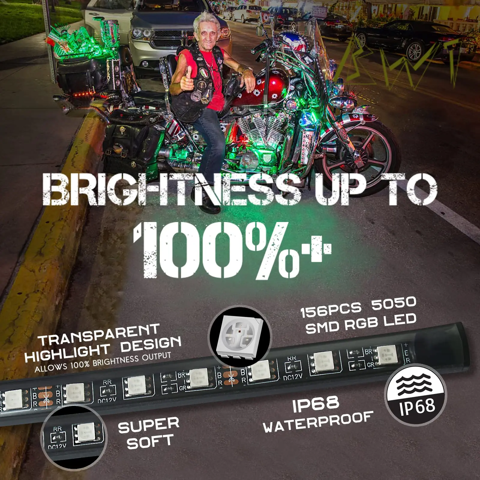 RGB LED Atmosphere Ambient Light Kit W/ APP Music Control Flexible Waterproof Neon Strip For Car Motorcycle Decorative Lamp 12V image 4