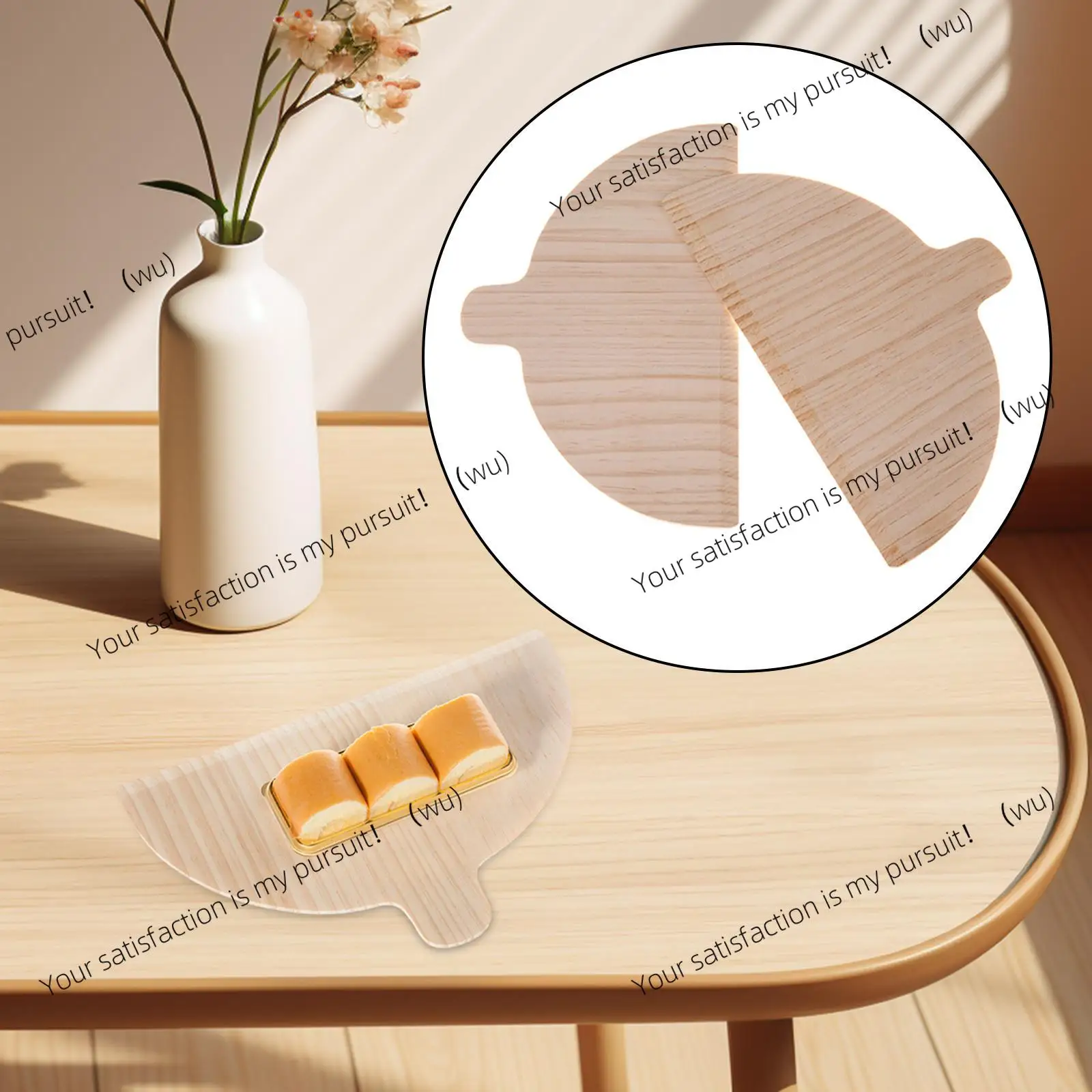 2-Piece semi-circular wooden pizza spatula, baking accessories, for the oven