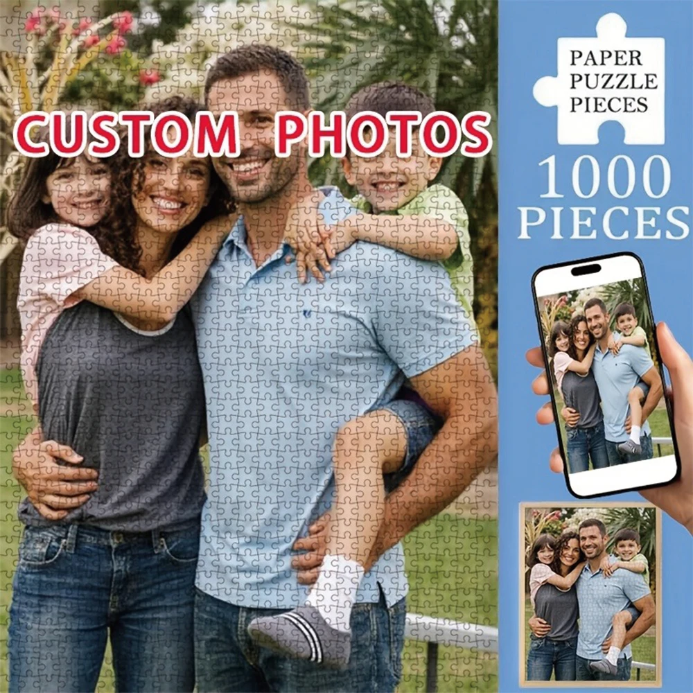 35/300/500/1087pcs Personalized Custom Photo Puzzle Family Photos Father's Day Back To School Halloween Christmas New Year
