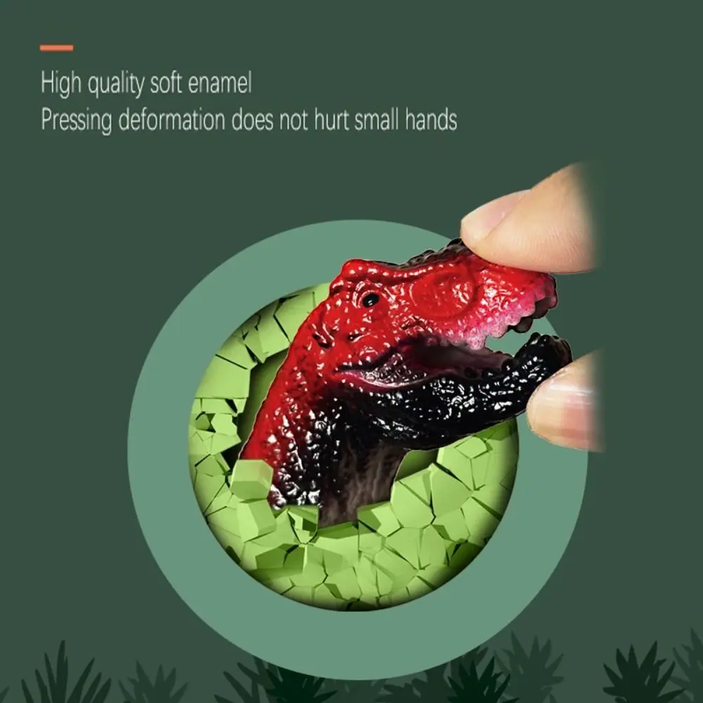 Marionetas de dedo de dinosaurio de dibujos animados, juguetes, muñeca de dedo, cabeza de dinosaurio de goma, marionetas de mano Funky, 5 uds.