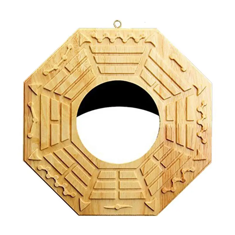 Traditional Chinese Feng Shui Bagua Mirror Wooden Lucky Dent Convex Bagua FengShui Mirror Home Decoration Mirror