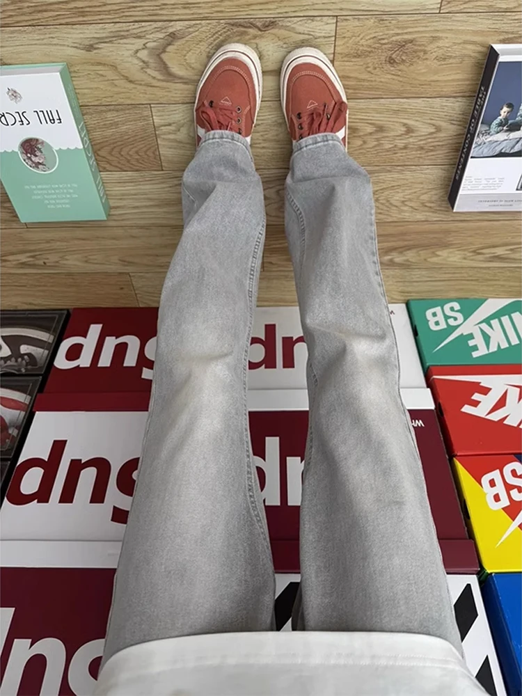 

Мужские джинсы слим-фит с флисовой подкладкой, с высокой талией, прямые, расклешенные, для повседневной носки, из смесового хлопка и полиэстера, зимние