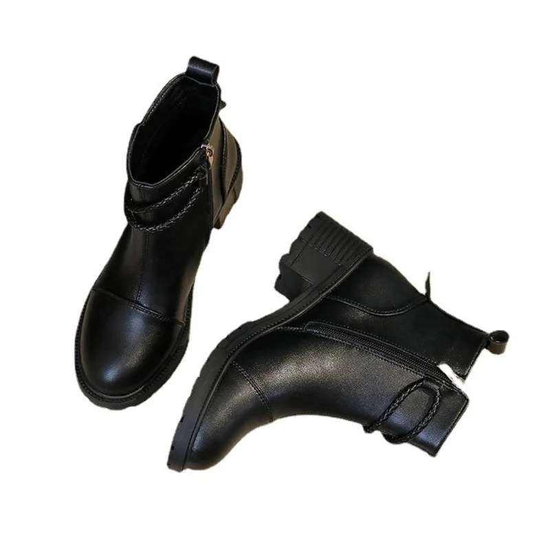 New Women's Shoes Fashion Round 2022 Autumn Women's Boots Solid Color Black Boots Comfortable Boots Women's Platform Ankle Boots