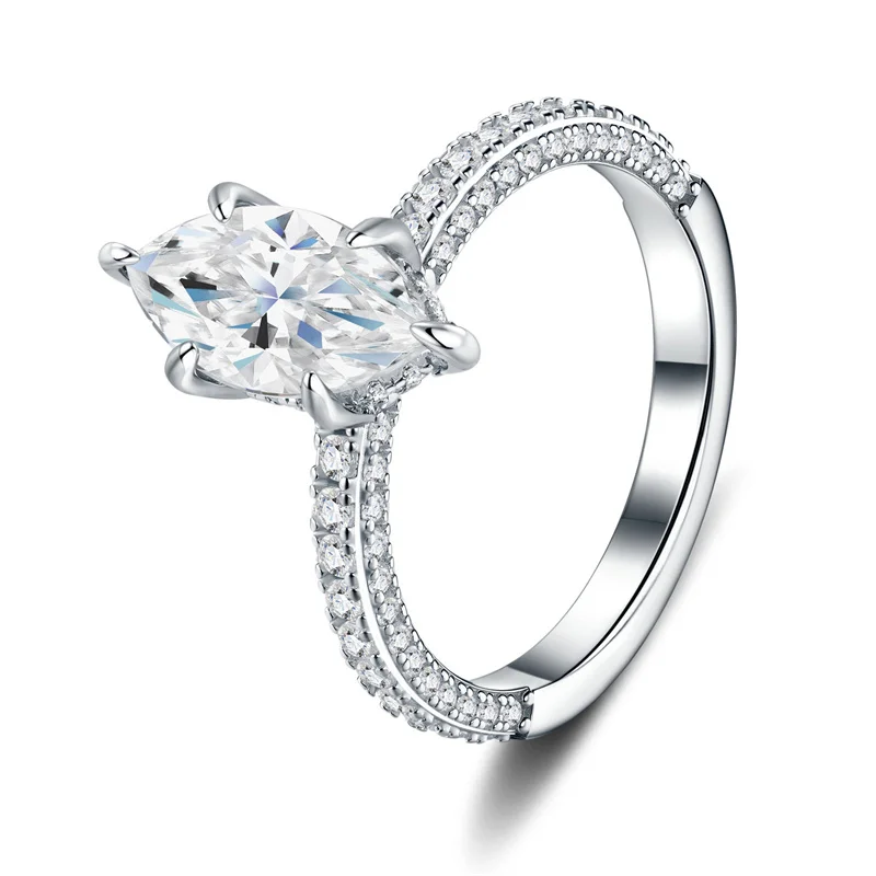 ZFSILVER s925 Sterling Silver Moissanite 1X12mm Eye Ring For Charm Women Fashion Classic High-Quality Jewelry Party Gifts R17470