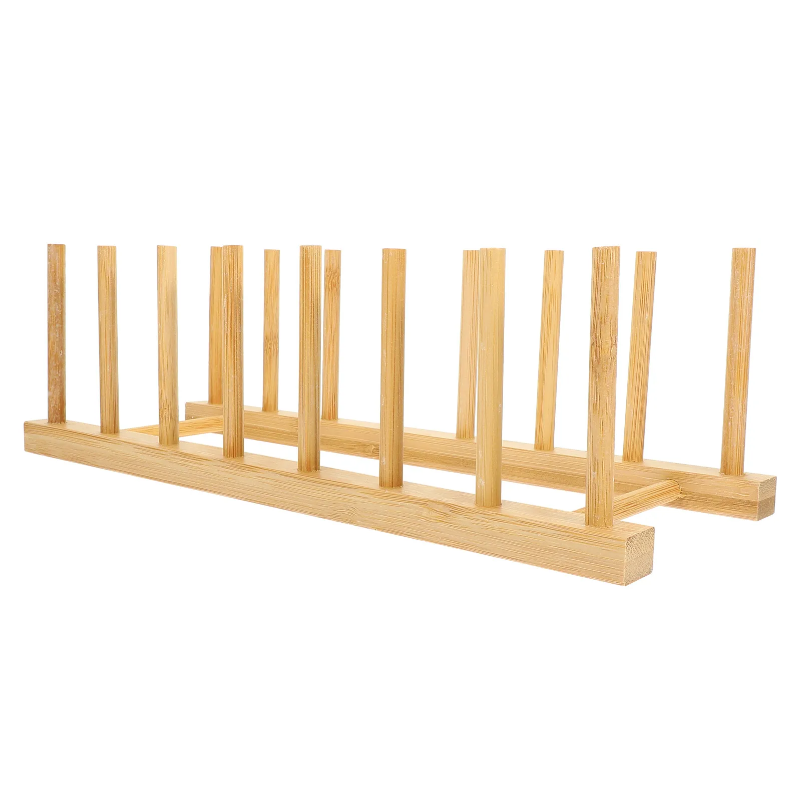 Bamboo Dish Draining Rack Large Capacity Kitchen Bowl Holder Multi-Use Plate Organizer Space Saving Bamboo Plate Drainer